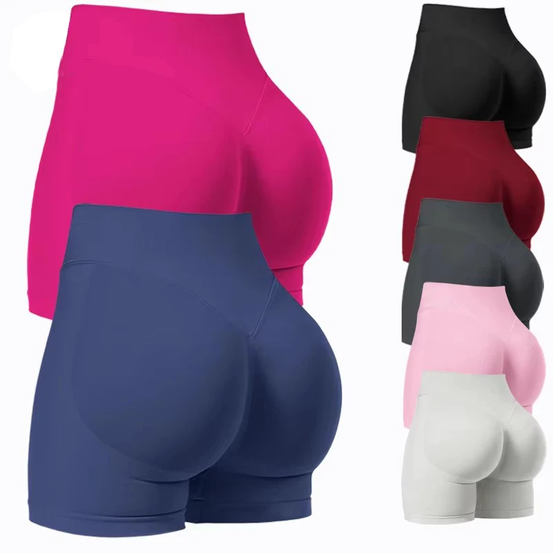 Custom Logo Women Seamless Push Up Yoga Shorts Gym Fitness Scrunch Butt Leggings SportsWear Workout Running Tights Clothes