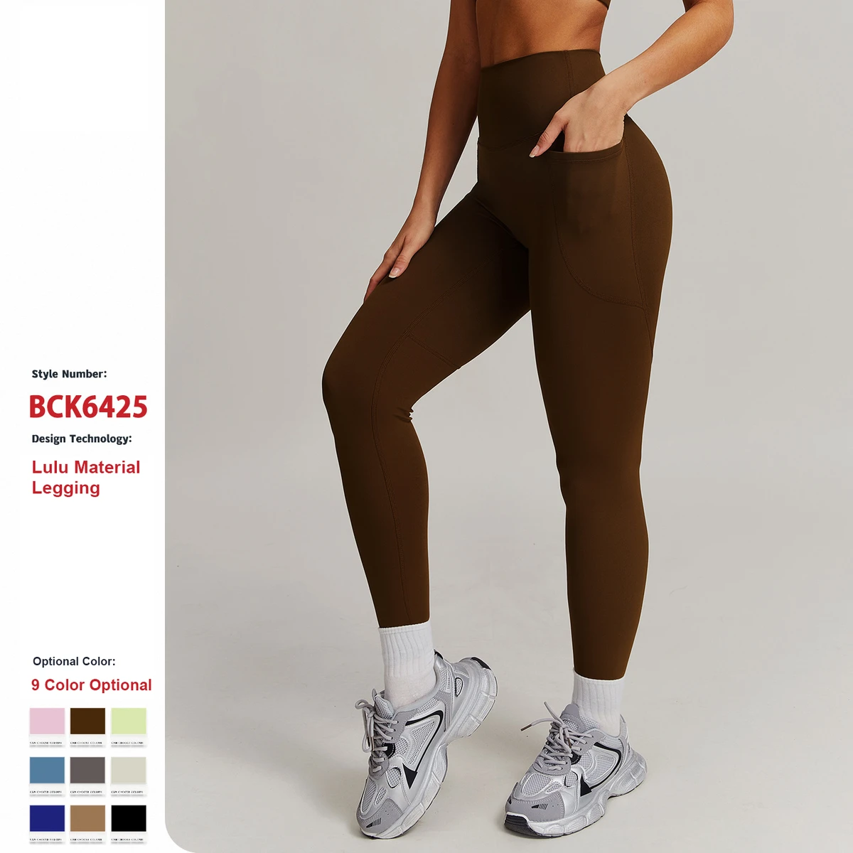 Breathable High Waist Yoga Pants with Quick Drying & Hip-Lifting Features Tight-Fitting Sports Running Leggings with Pockets