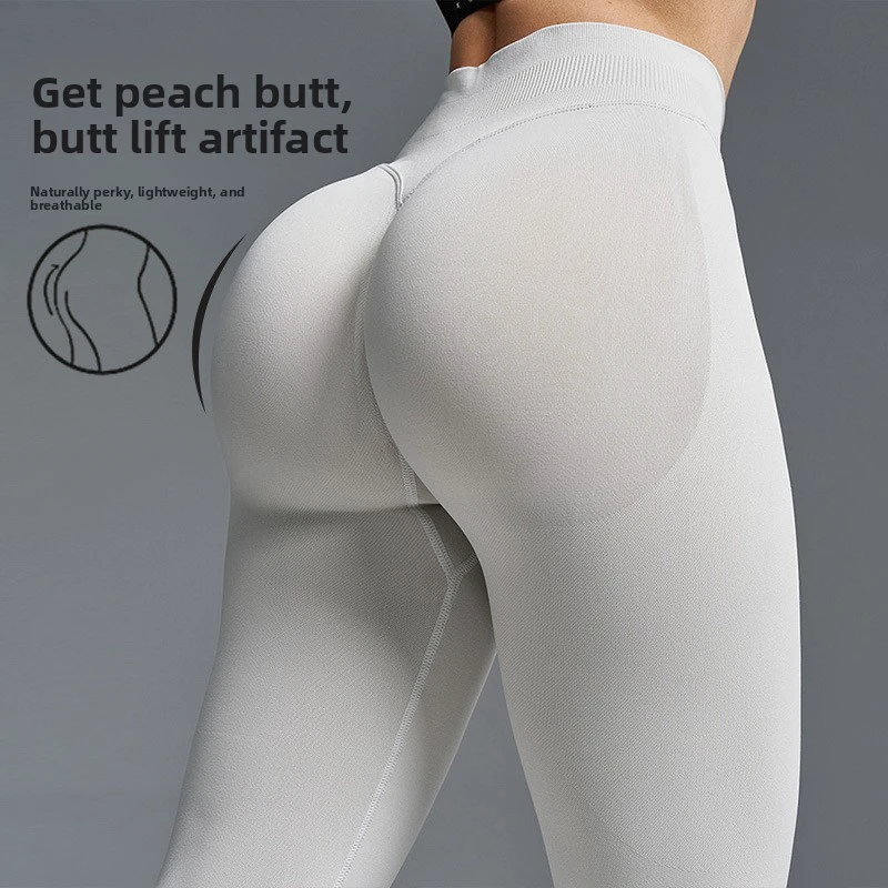 New Peach Butt Solid Spandex/Nylon Yoga Pants Hip Lifting Mid Waist Running Fitness Sports Cycling Quick-Drying Wholesale