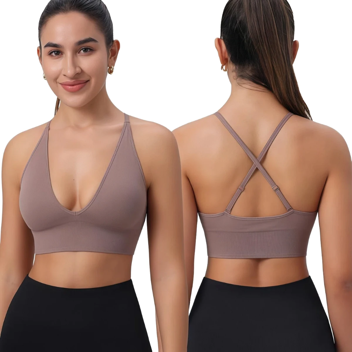 Factory Custom Women's Shockproof Sports Bras Adjustable Strap Gym Running Fitness Bra Removable Padded Backless Yoga Bra
