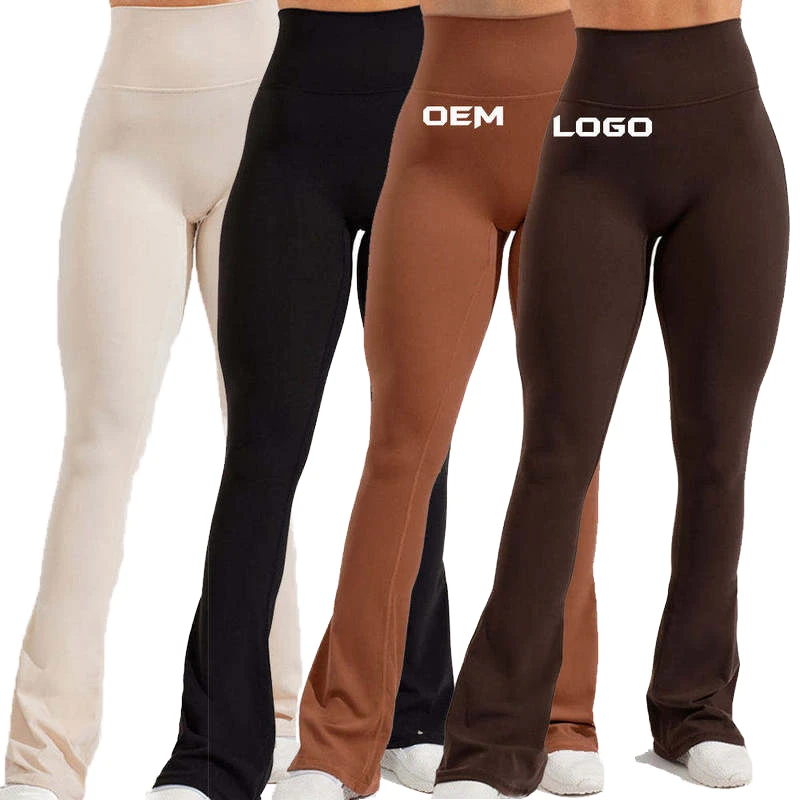 Lanyu XL Plus Yoga Pants Four-Way Stretch High Waist V Cut Flare Elastic Waist Spandex/Nylon Wide Leg Workout Lounge Palazzo