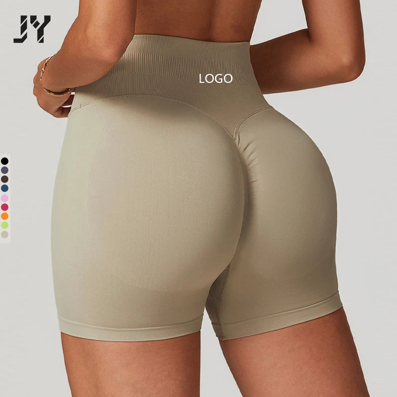 JoyYoung High Waist Seamless Yoga Pants Quick-drying Fitness Pants Women's Hip-lifting Tight Running Sports Three-point Shorts