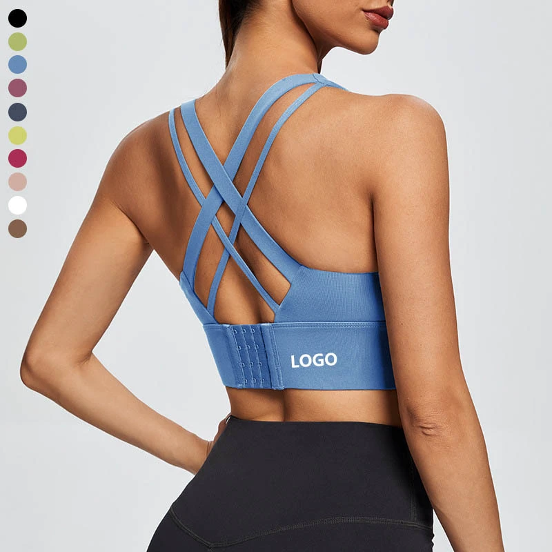 XW-WX163 Wholesale Fitness Plus Size Back Buckle Sportswear Backless Wide Shoulder Strap Yoga Custom Gym Sports Bra