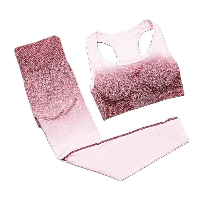 Gym Seamless Yoga Set Sport Wear Women Sport Suit Solid High Waist Legging Fitness Bra Set Plus Size Breathable Elastic Waist