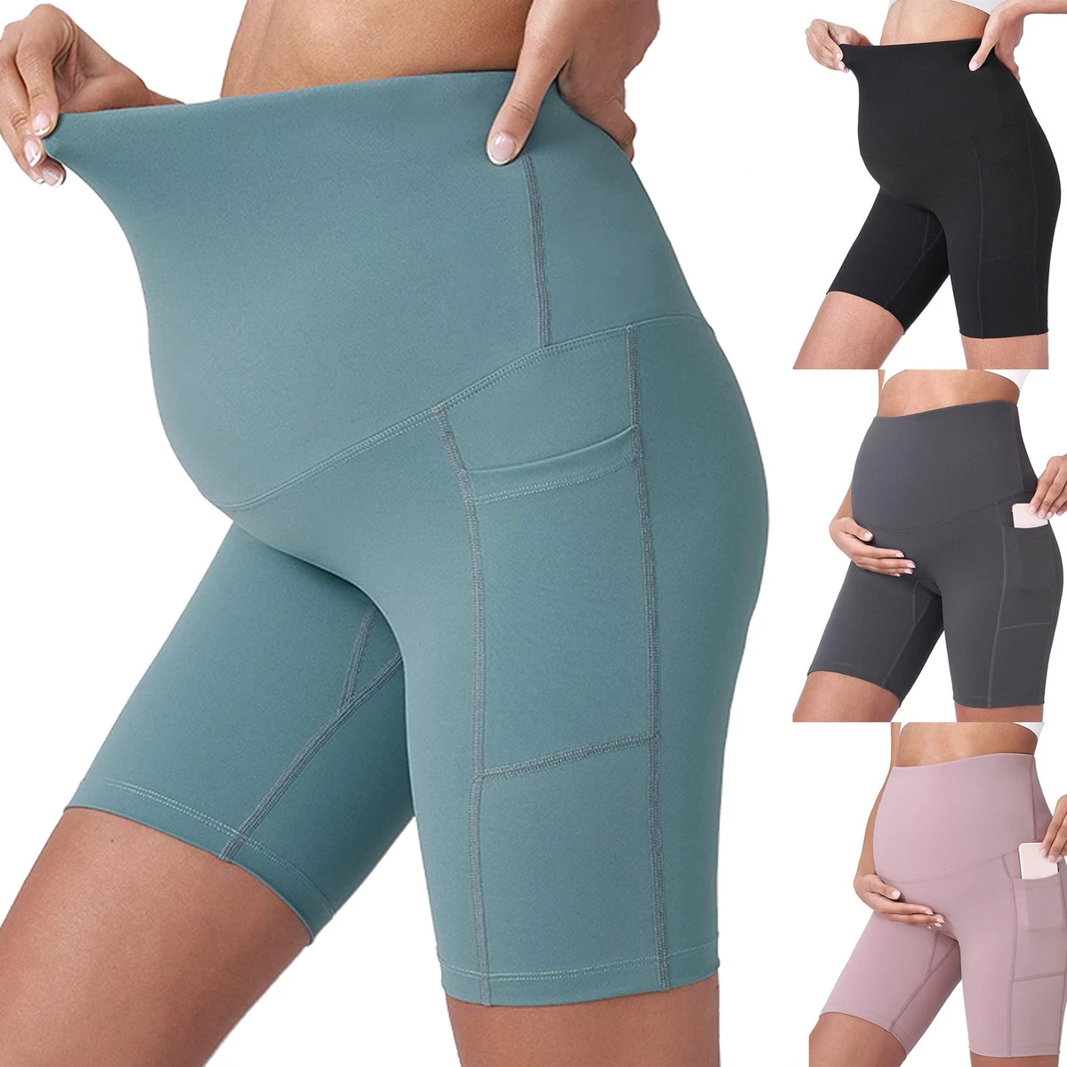 Wholesale Comfortable Breathable High Waist Elastic Waist Maternity Pregnant Women Leggings Shorts Yoga Pants Pockets 92%