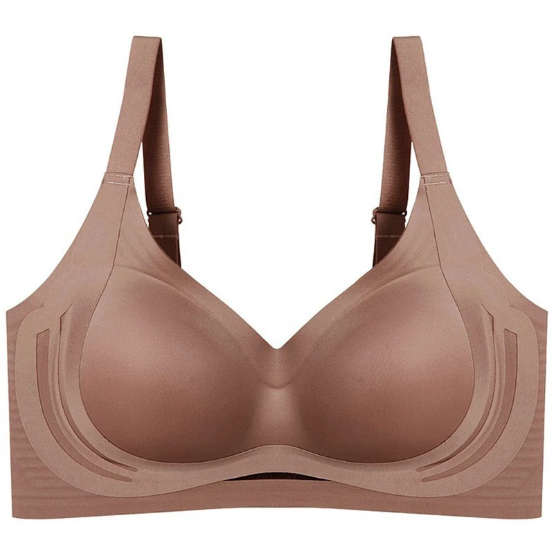 High Quality Breathable Wireless Seamless Rhinestone Solid Comfortable Ice Silk V Shaped Push-up Ultra-thin 3/4 Cup Bra Women