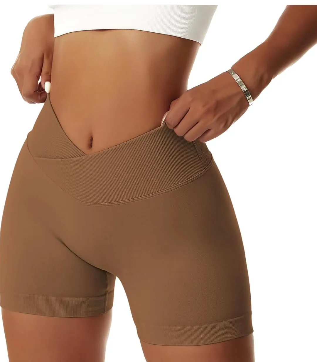 Hot Sale Custom Seamless Yoga Pants Women Yoga Shorts Tights V Waist Scrunch Butt Short Legging