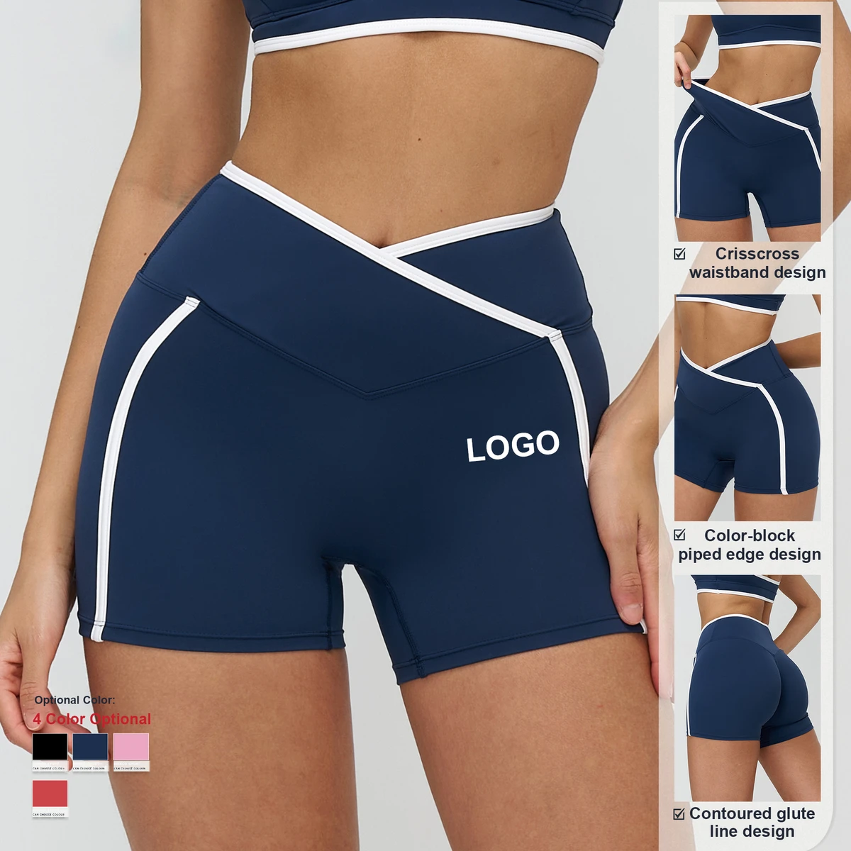 Custom Logo Quick Drying Naked Feel Yoga Shorts V Waist Compression Shorts Women Outdoor Running Gym Fitness Sports Shorts