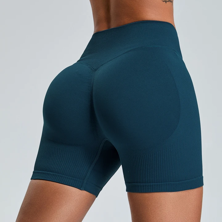 Women's Gym Yoga Shorts Seamless Scrunch Butt Design Elastic Waist Closure Print Pattern Wholesale Sportswear for Biker Workout