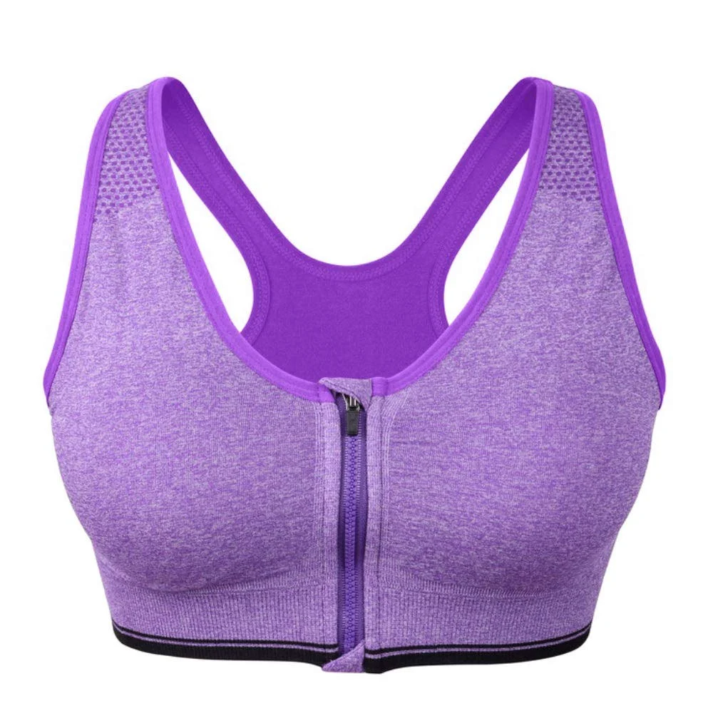 Women's High Support Yoga Sports Bra Breathable Spandex/Nylon Adjustable Straps Front Logo Made in Pakistan