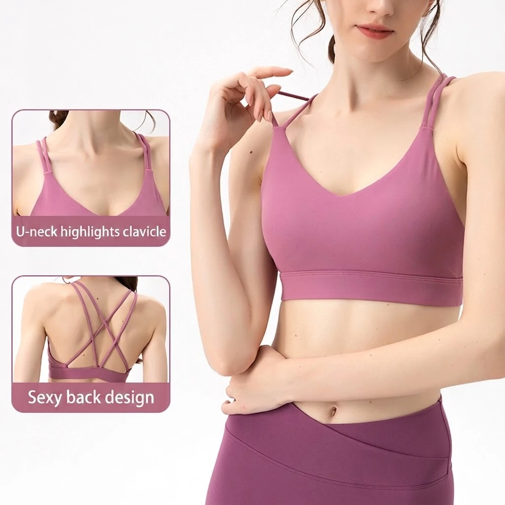 Women's Adjustable Strap High Support Sports Bra Removable Pads Four-Way Stretch Breathable Eco-Friendly Spandex/Nylon Active