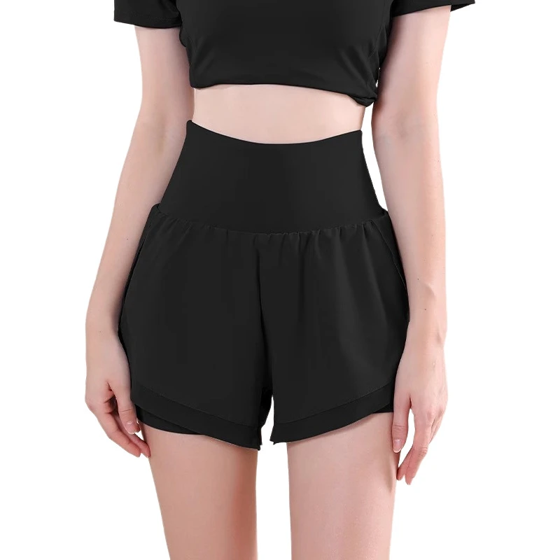 Women's Summer Solid High Waist Four-Way Stretch Plus Size Fitness Pants-Quick-Drying Breathable Yoga Shorts Anti-Running Casual
