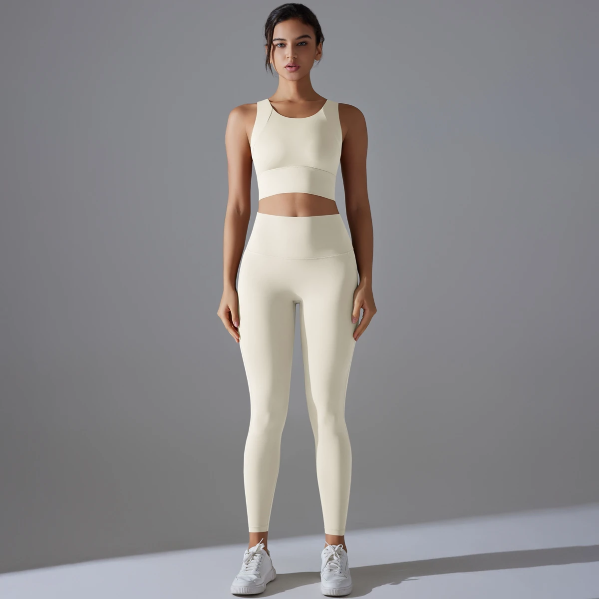 Women's High Waist Butt Lift Running Yoga Pants Nude Fitness Suit Quick Dry Tight-Fitting Beauty Back Shockproof Bra Yoga Sets