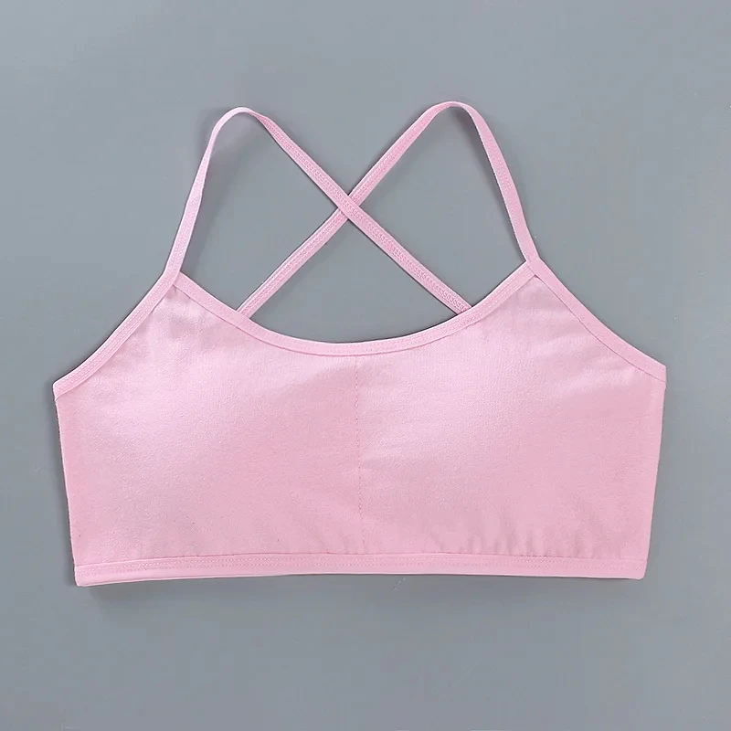 Teenage Girls Solid Training Bras Knitted Short Breathable Cotton Spandex Eco-Friendly Quick Dry Soft Comfortable Sports Bra