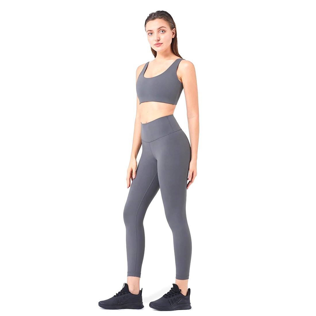Best Design Custom Workout Sets Women 2 Piece Mid Waist Yoga Leggings Sports Bra Reversible Solid Pattern Gym Clothes Plus Size
