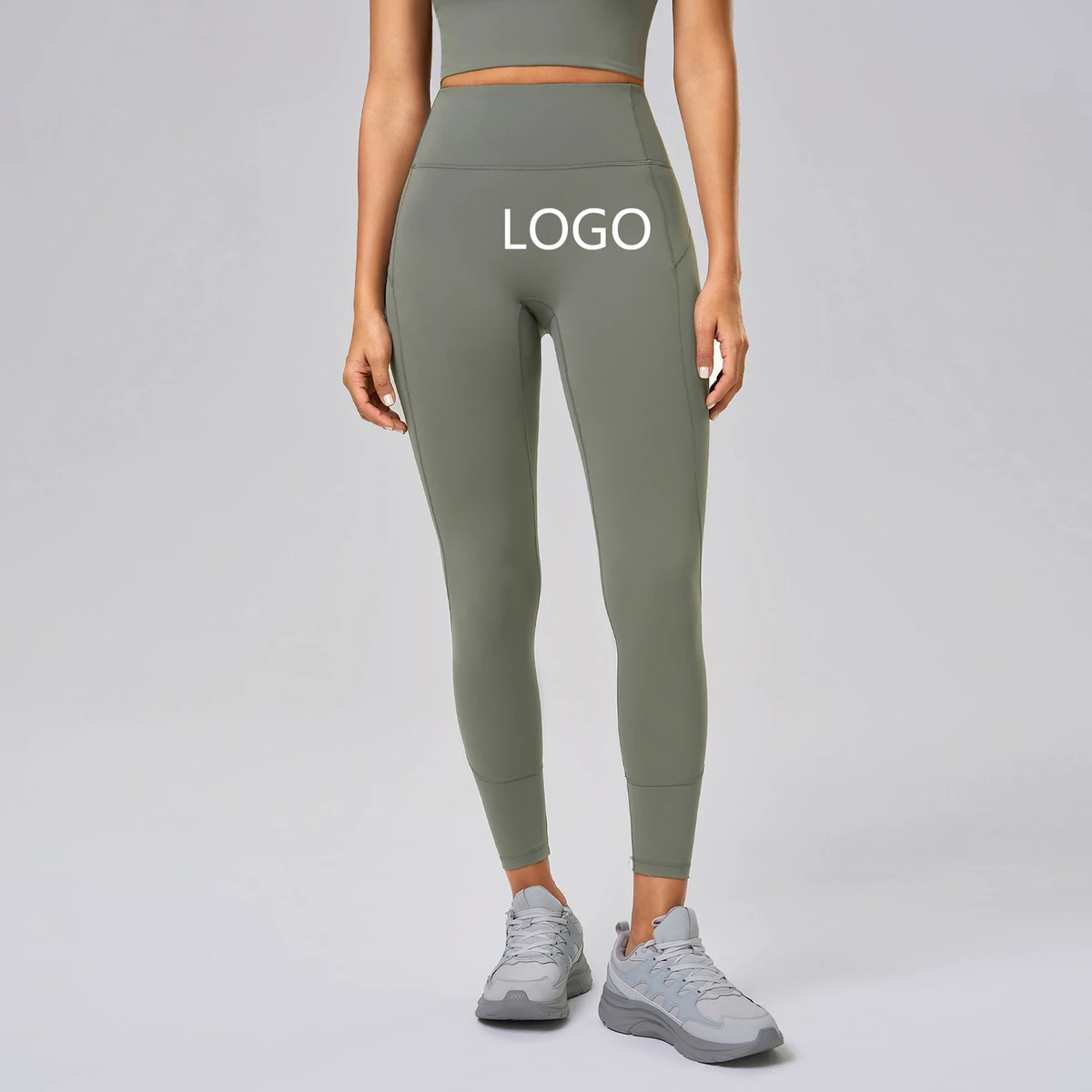 Wholesale Women's High Waist Cropped Yoga Pants With Hips Pocket Tight Sports Leggings for Belly Fitness Stretch