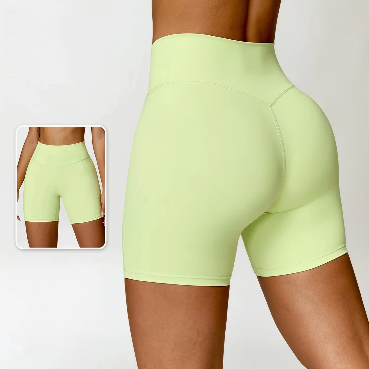 High-Waisted Tummy Control Fitness Yoga Shortsl Breathable Butt-Lifting Sports Short Gym Short for Women