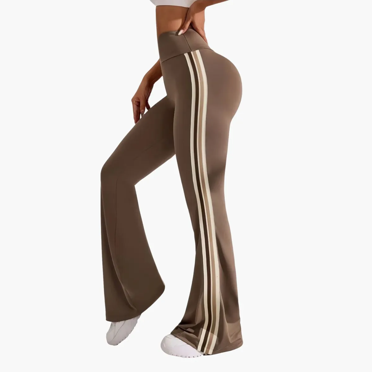 Custom Wholesale Women Open Flare Workout Leggings Soft Fabric High Waist Tummy Control Yoga Gym Pants