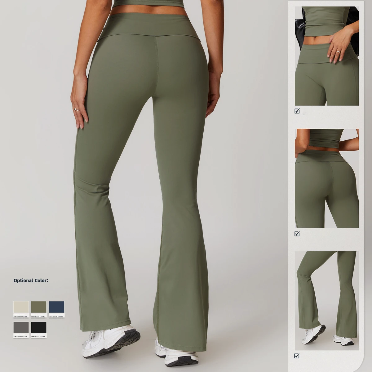 OEM High Waist Four Way Stretch Wholesale Wide Leg Flare Sports Pants High Stretch Soft Yoga Legging for Women