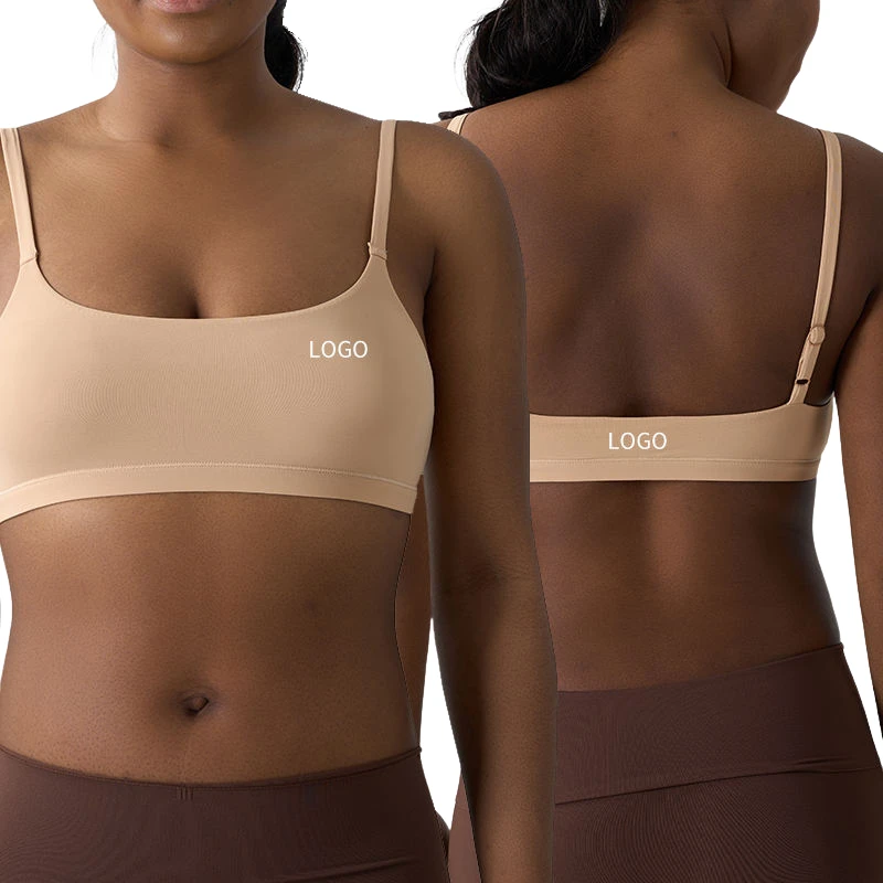 High-stretch Seamless Square-neck Adjustable Straps Bralettes Sports Bra Without Padding for Fitness and Yoga