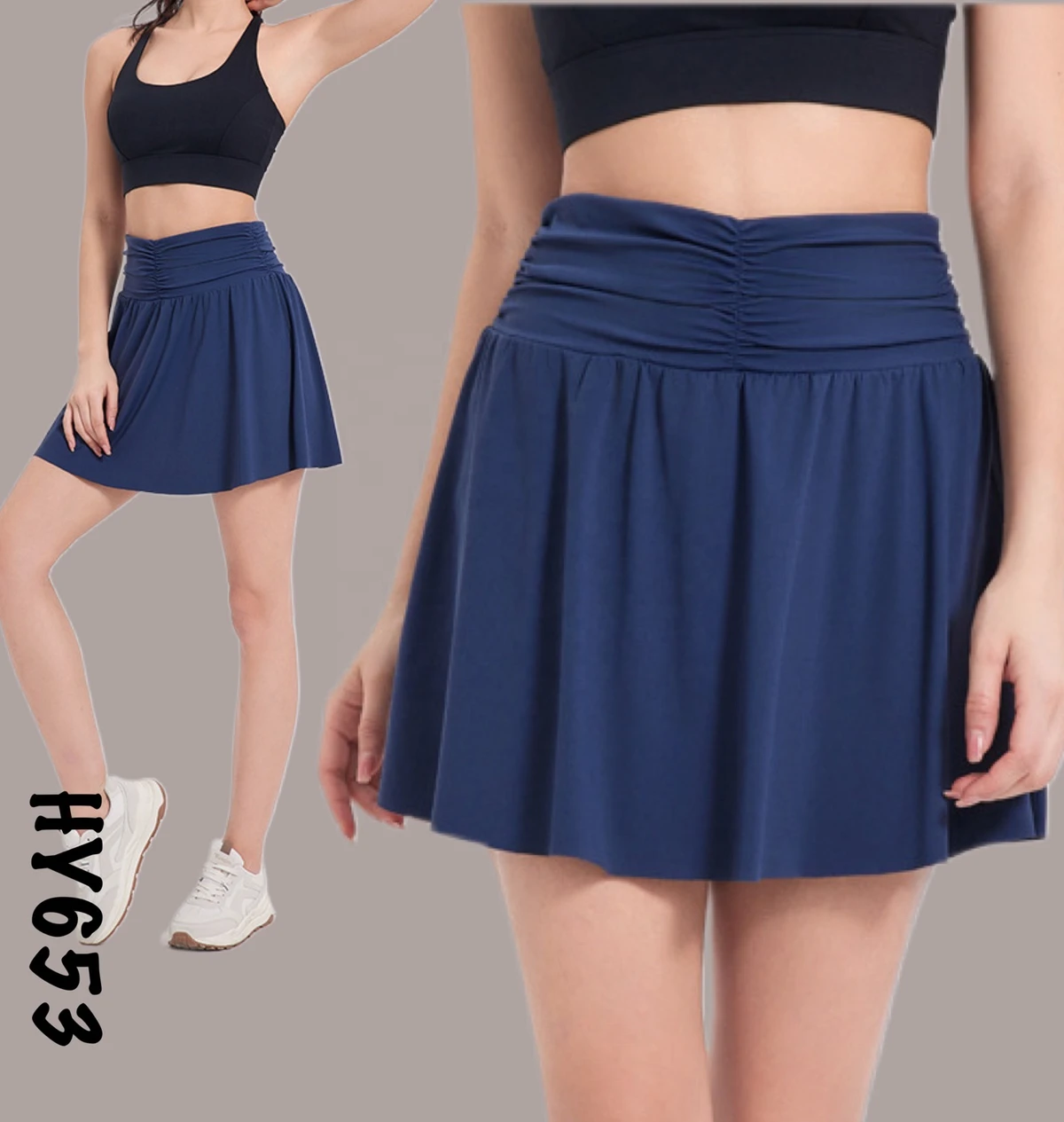 2024 Women's Wirefree Backless Halter Yoga Bra and Crossover Golf Skirt Sets Spring Quick Dry 2pcs Outdoor Tennis Wear