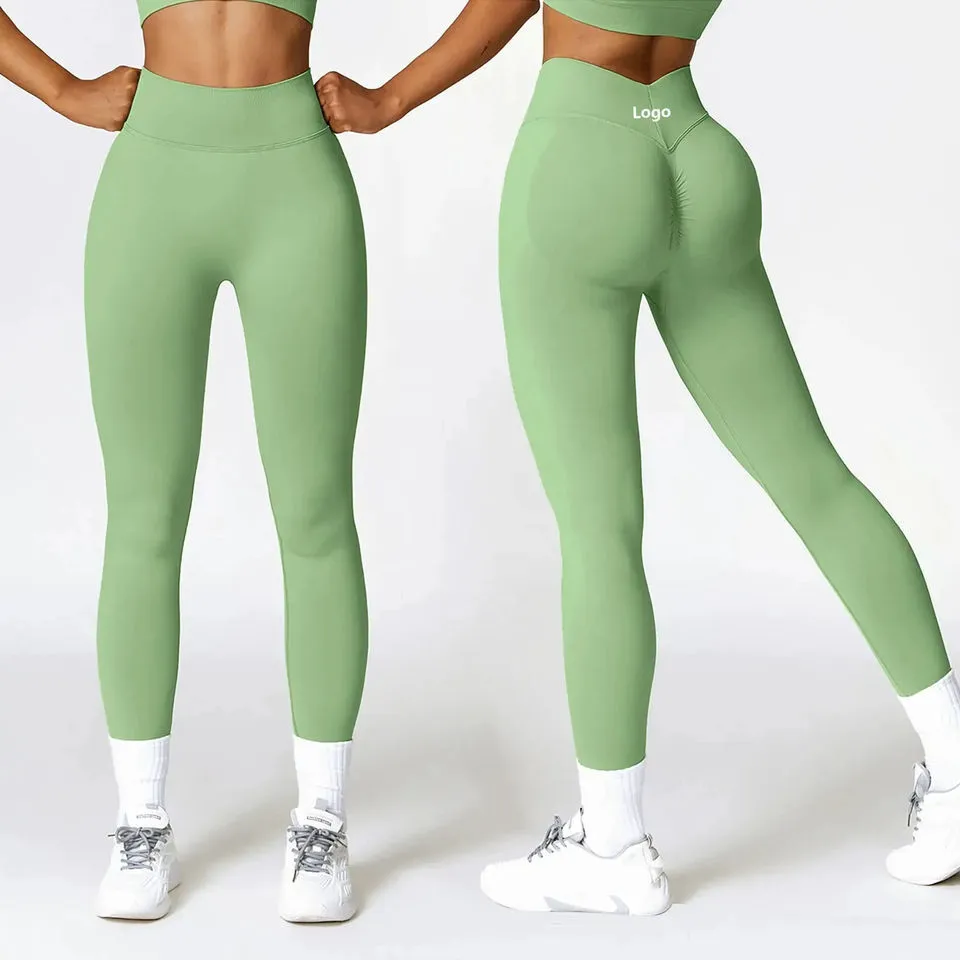 Custom Cheap Women's High Waist Yoga Leggings with Out Pockets Elastic Waist for Material Eco-Friendly & Breathable