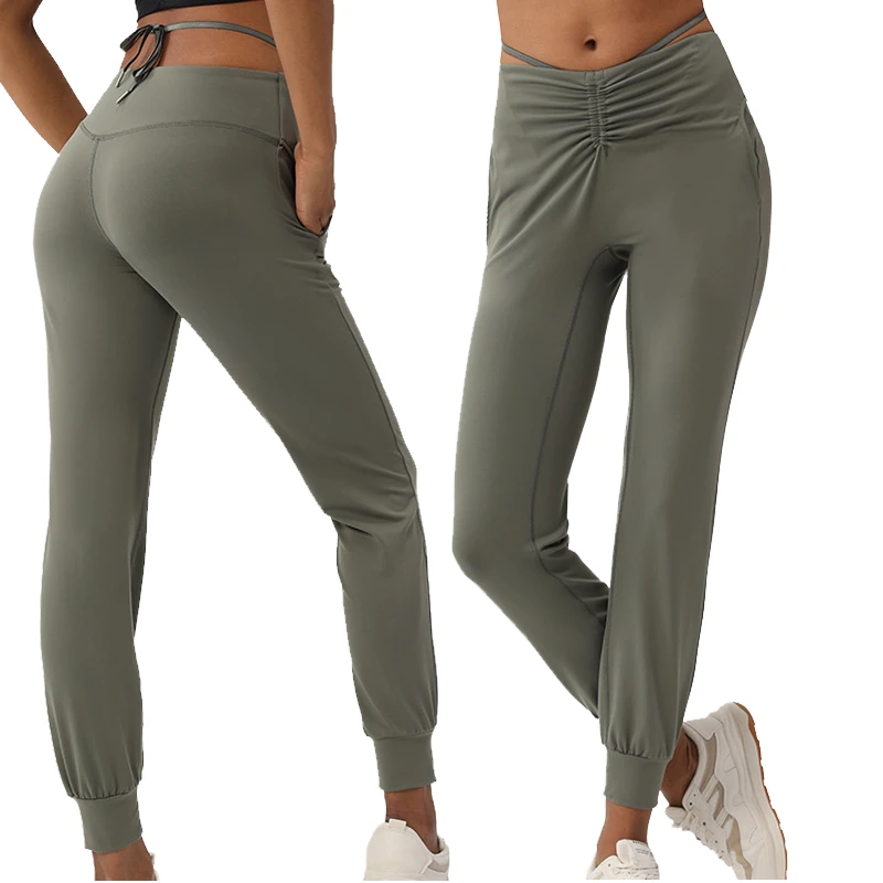 High-waisted Hip-lifting Solid Yoga Pants for Women Sportswear Tight-fitting Quick-drying Four-Way Stretch Elastic Waist