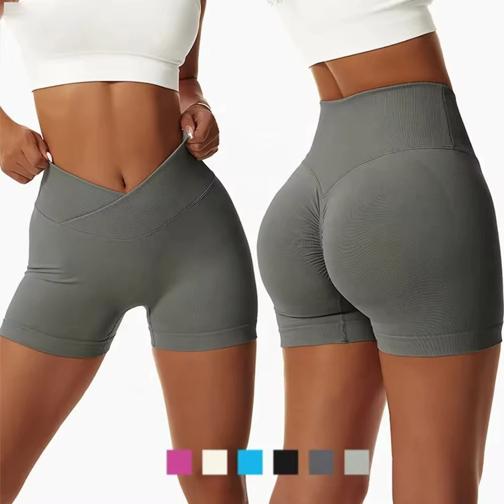 Women's High Waist Elastic Breathable Quick Dry Nylon Spandex Fitness Shorts XL Scrunch Butt Yoga Shorts