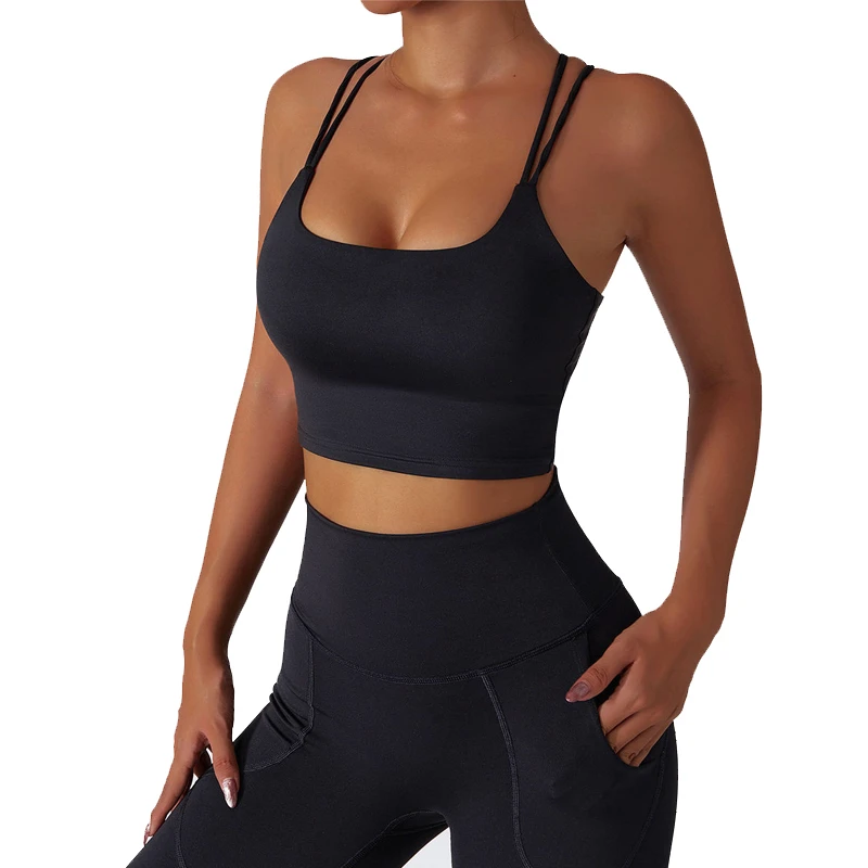 Custom Logo Best U-neck Beauty Back Crisscross Straps Quick Dry Breathable Sports Bras Yoga Top for Women Gym Wear