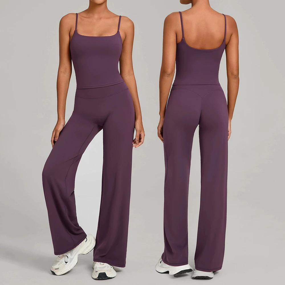 Wholesale S-XL Outdoor Sports Tight Yoga Suit Set, Nude Quick Drying Breathable Fitness Suit, High Waist Yoga Suit Two-piece Set