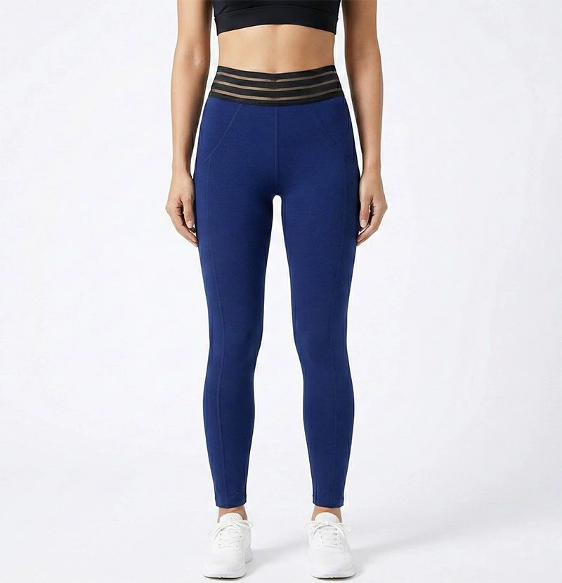 Women's Black High-Waisted Leggings Snake Print Waistband Lyocell Silk Spandex Blend Premium Activewear Pants