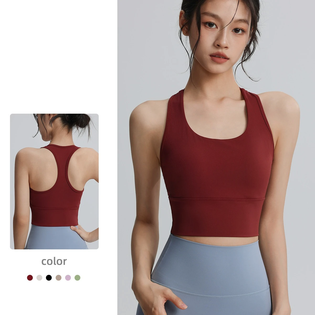 Women's XL Eco-Friendly Racer Back Sports Bra Custom Logo Lightweight Breathable For Gym Fitness Yoga Simple Four-Way Stretch