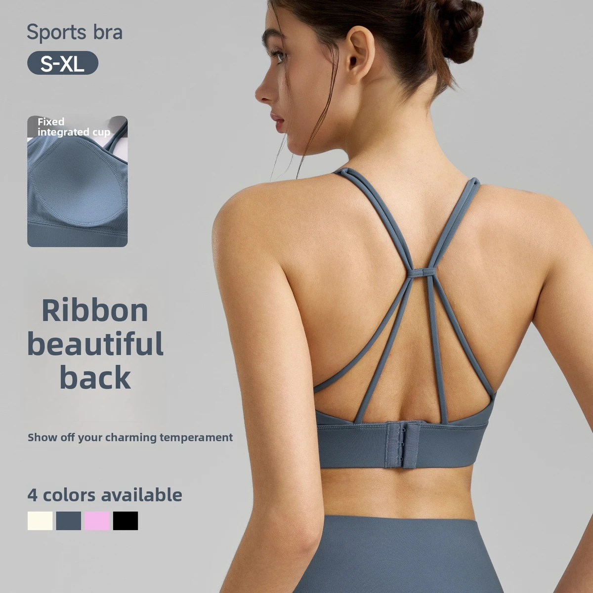 Spicy Girl Crisscross Straps Fixed Cup Shock-Absorbing High Support Yoga Vest High Elasticity Non-Tightening Sports Bra