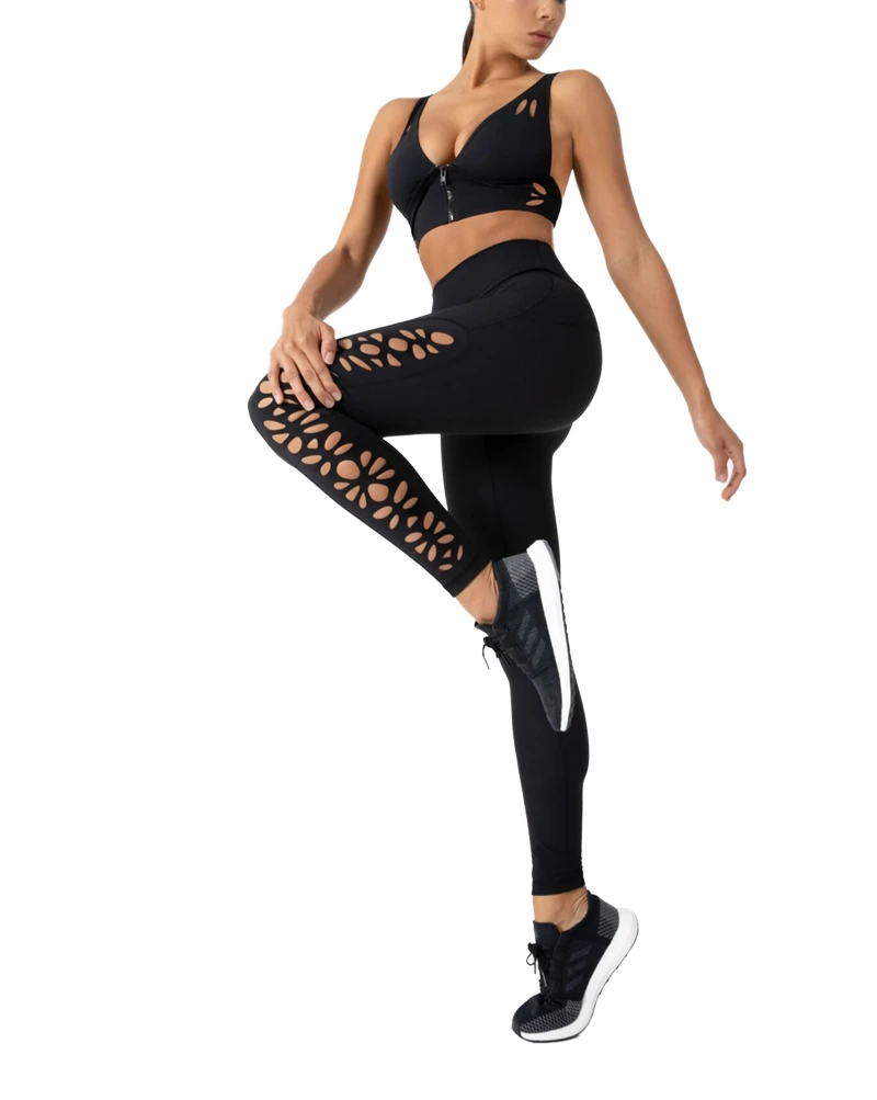 Wholesale Custom Solid Women's Yoga Pants Spandex/Nylon Breathable Four-Way Stretch Plus Size Anti-Bacterial Quick Dry