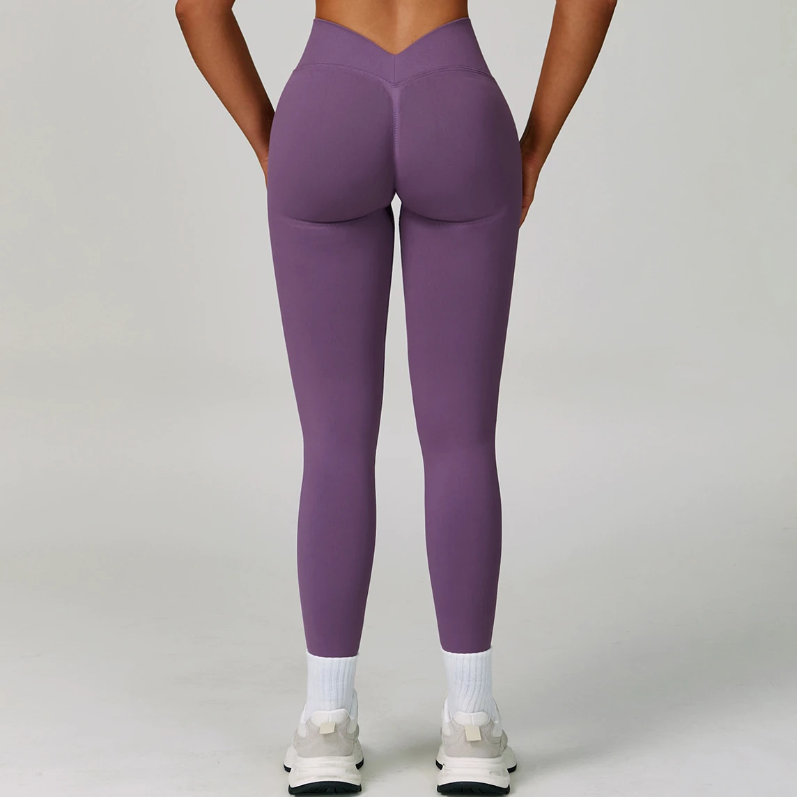 Women's High Waist Elastic V-Shape Waistband Yoga Leggings Moisture-Wicking Fitness Pants Butt-Lifting Tummy Control Features