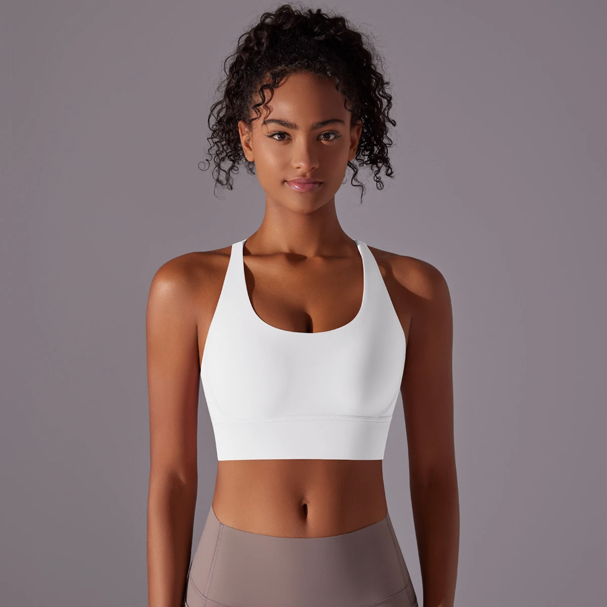 Women New Cross Back Bra Backless U Shape Gym Fitness Sportswear Wide Front Shoulder Straps Training Sports Yoga Bra