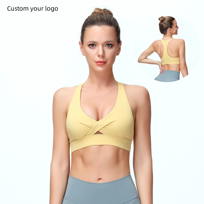 Aoyema Custom Women High Quality Hot Sale Fashion Quick Dry Lightweight Workout Fitness Sports Twist Front Yoga Bra