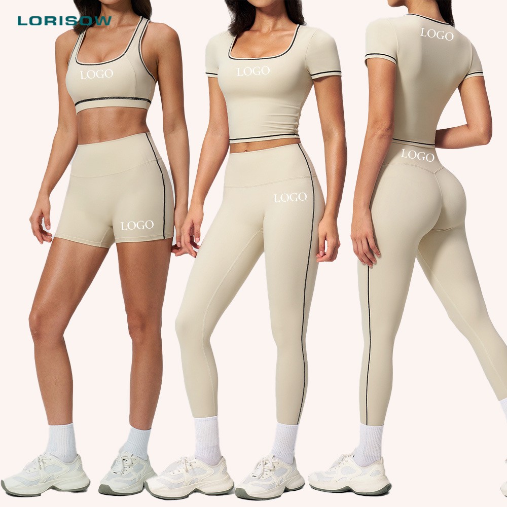 LORISOW Gym Fitness Wear High Support Sports Bra Women High Quality Comfortable Workout Legging 4 Pieces Set for Ladies
