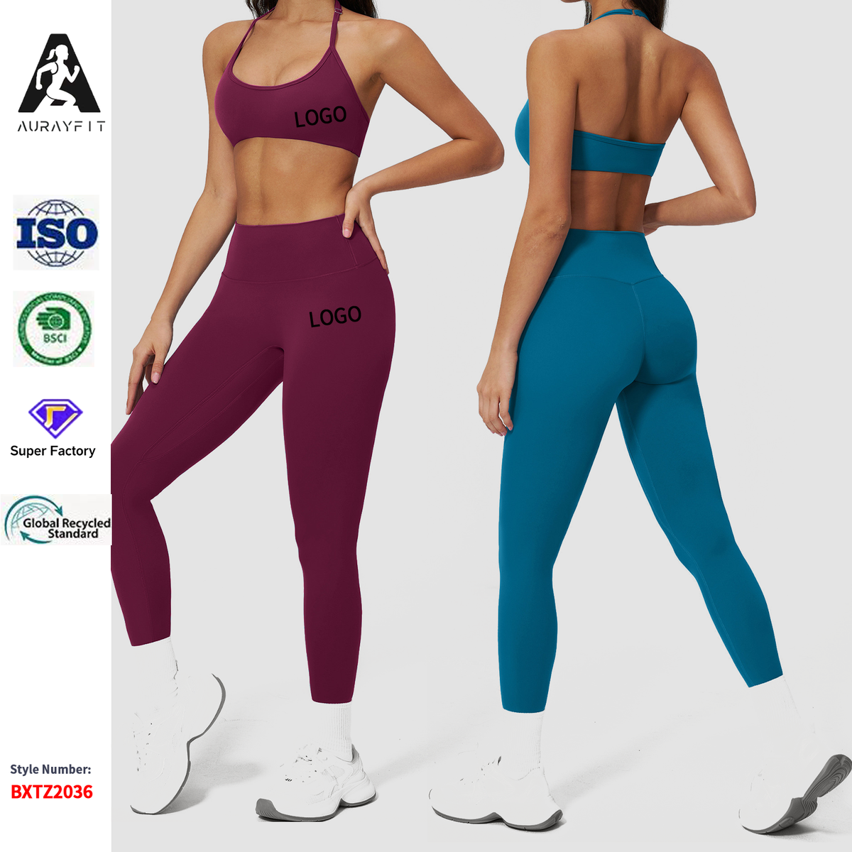 European American Style Brushed Solid Women's Yoga Suit Quick-Drying Bra Fitness Wear Outdoor Running Sports Trousers 2-Piece