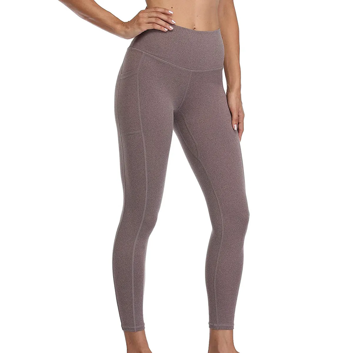 High Waist Solid Color Yoga Leggings Full Length Seamless Spandex Polyester Four-Way Stretch Women Pants