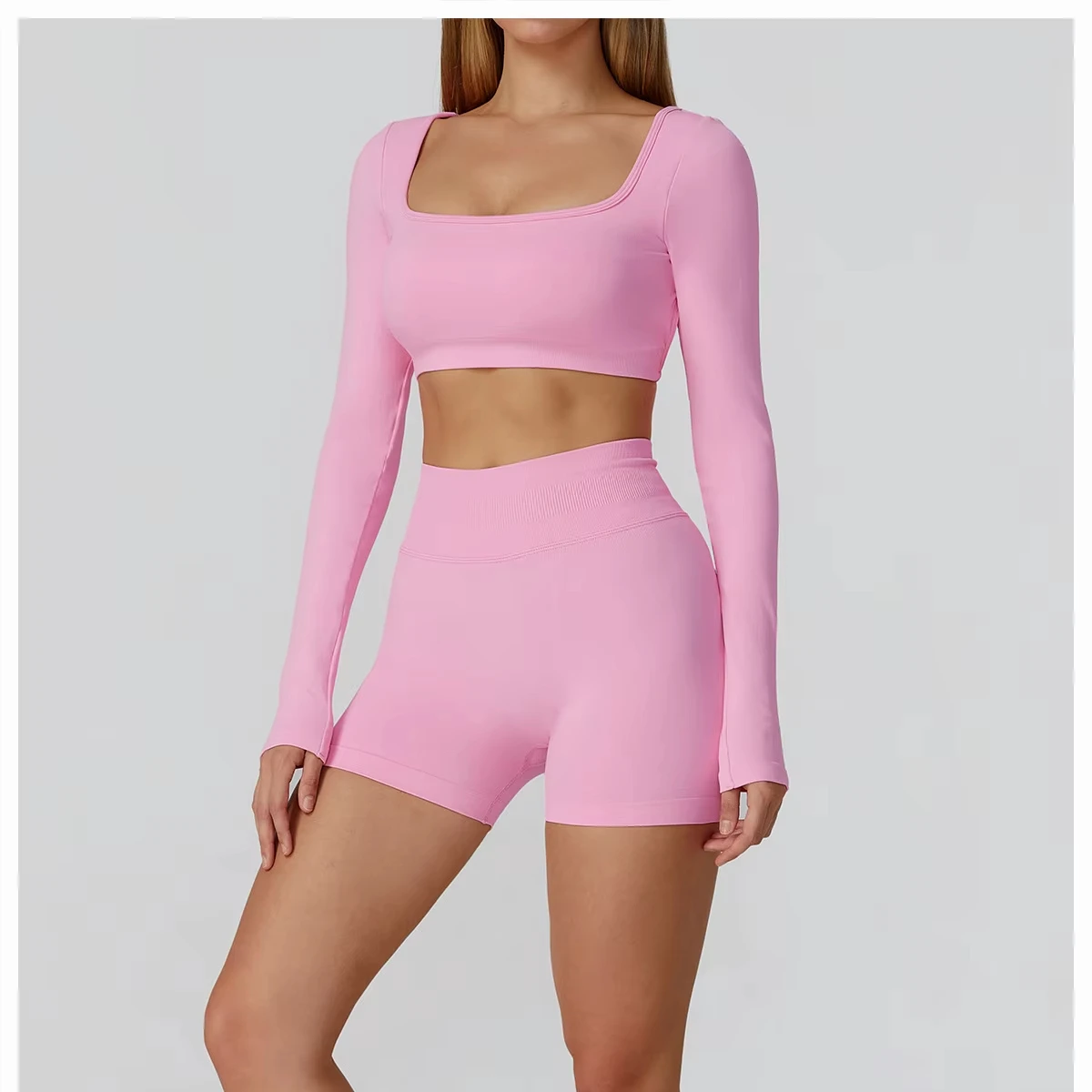 Women's Quick Dry Breathable Yoga Set Slim Nude Print Exercise Running Fitness Gear with High Elastic Waist Yoga Set