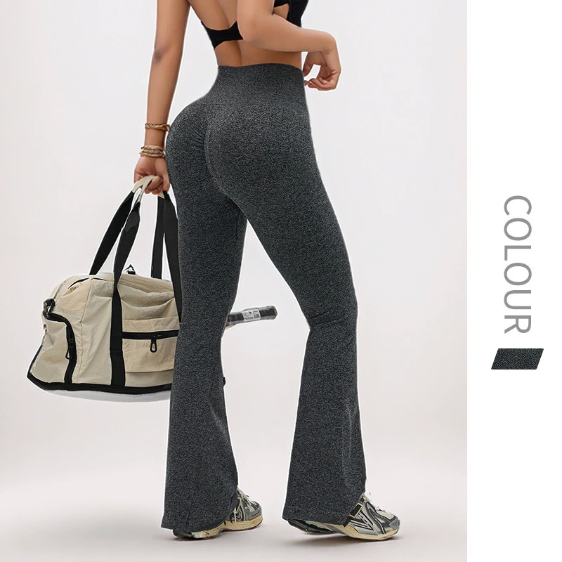 New High Waist Tummy Control Butt Lift Flared Full Length Wrinkle-Resistant Yoga Pants Women Casual Wide Leg Color Blocking