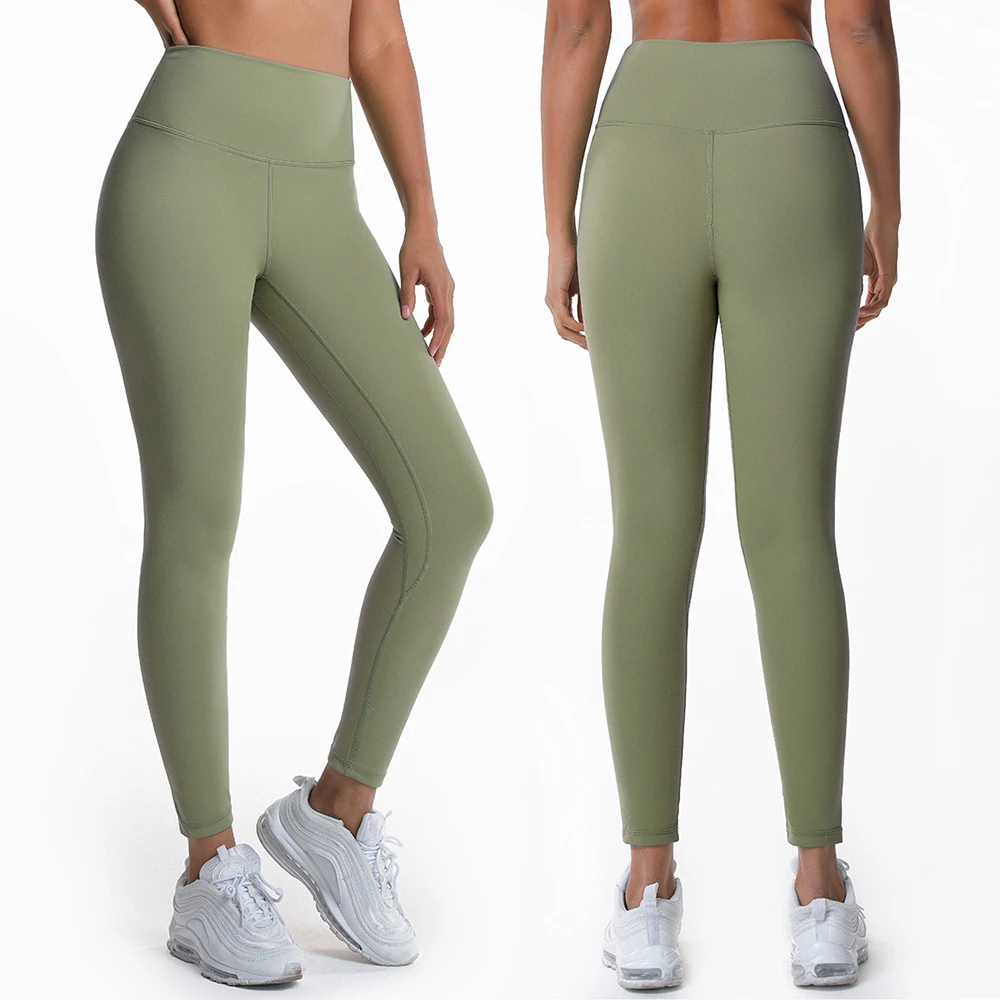 Bare-Skin Yoga Pants Breathable Tight-Fitting Workout Pants High-Waisted Butt-Lifting Running Training Fitness Cropped Pants