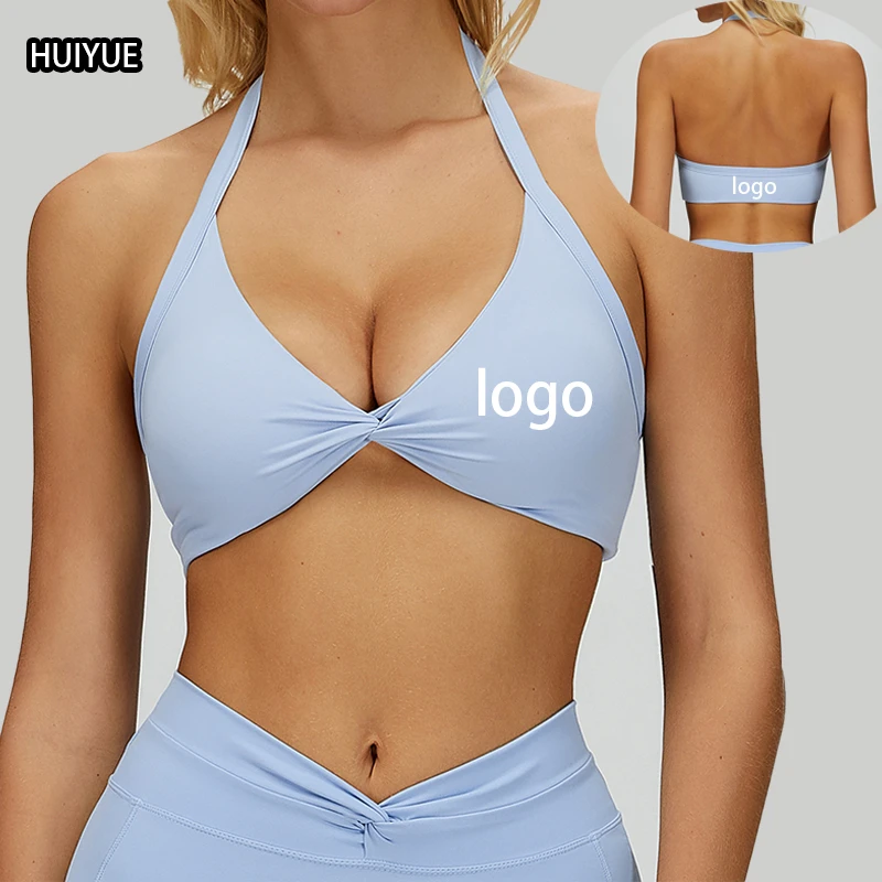 Lightweight Soft Nude-feel V-neck Yoga Sports Bra with High Support Elegant Front & Tight-fitting Back for Running Active Wear