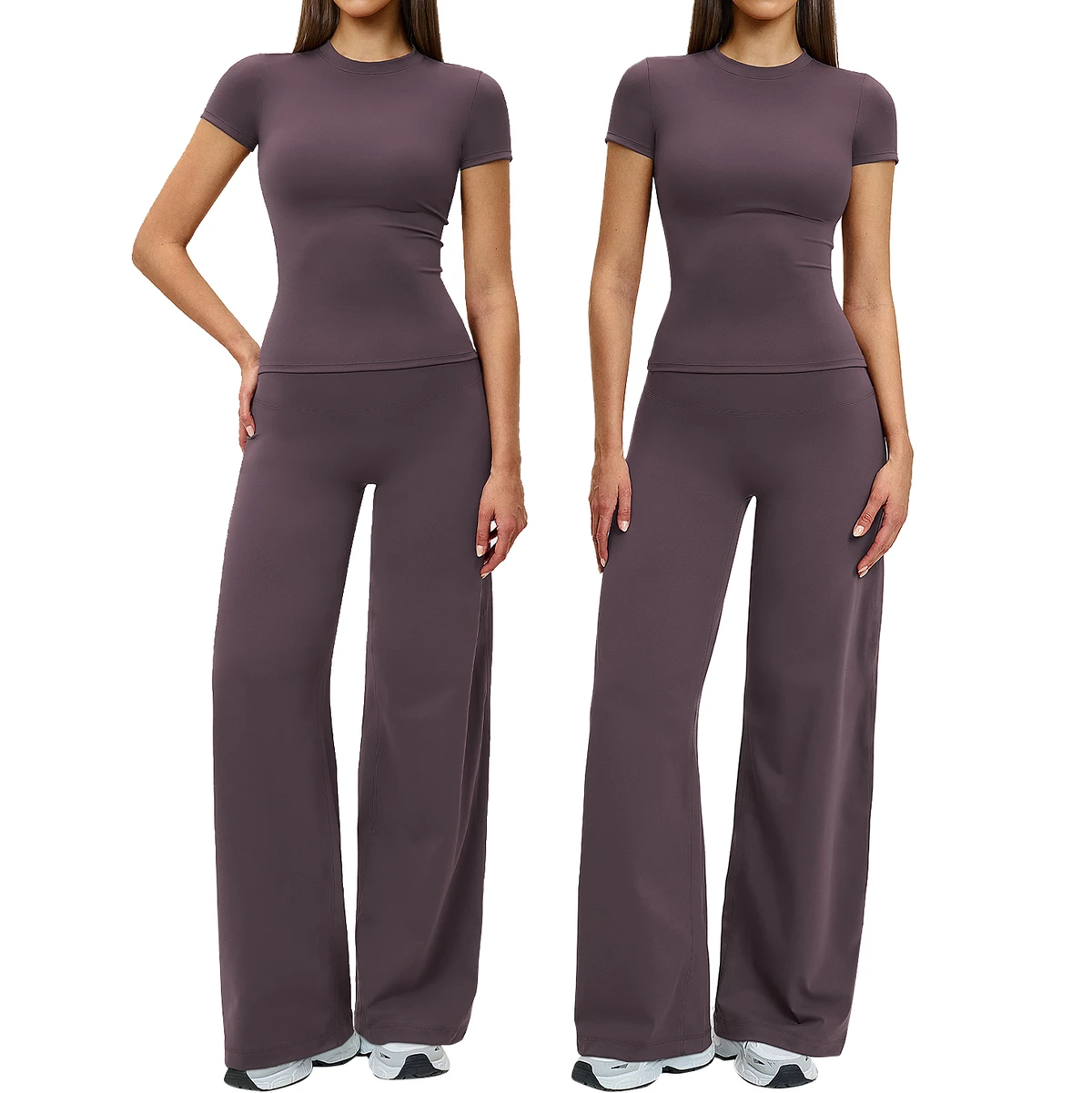 Eco-Friendly Four-Way Stretch Women's Yoga Fitness Suit High Waist Tight 2-Piece Set for Outdoor Running Leisure