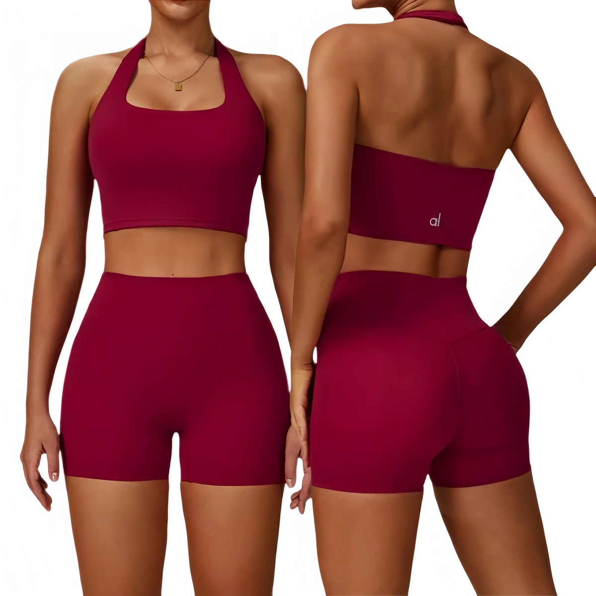 Luxury Brand Customized AL Women's Beautiful Back Hanging Neck Sports Bra, Running Speed Drying Fitness Bra, Gathering Yoga Vest