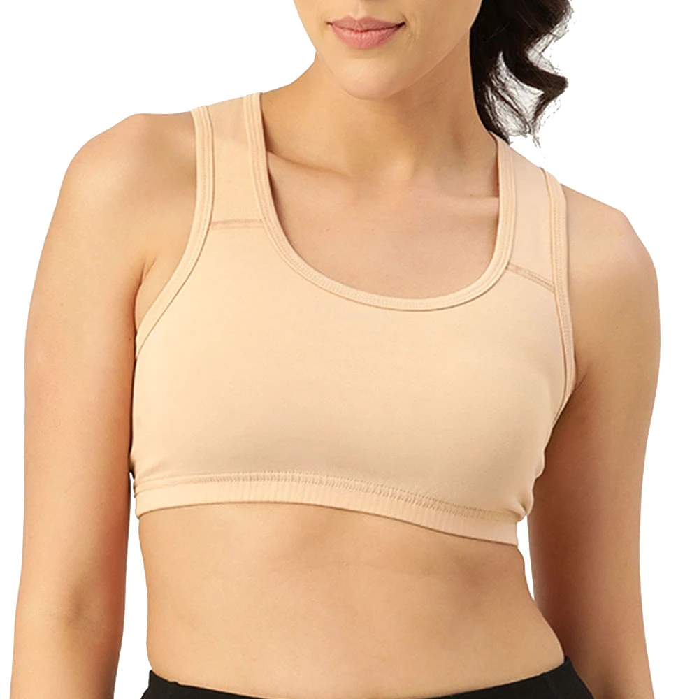 Custom Women Nude Seamless Sports Bra Wide Strap Full Coverage Medium Support Breathable Quick Dry Yoga Gym Bra
