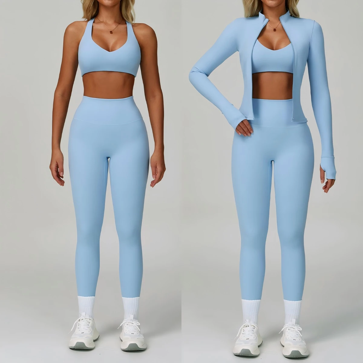 Custom Yoga 3 Pcs Sets Quick Dry Tight Running Fitness Shock-Proof High Waist Sports Set For Women Outdoor Fitness Gym Wear