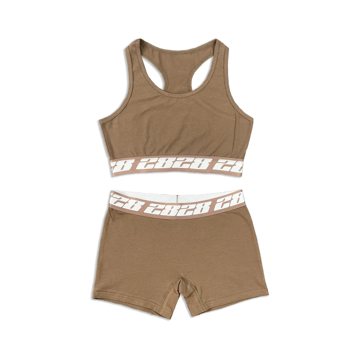 Custom Wholesale Sports Bra Women Yoga Set Cotton 2 Piece Set Soft Sleeveless Stretch Waist Crew Neck Mid Rise Gym Fitness Sets