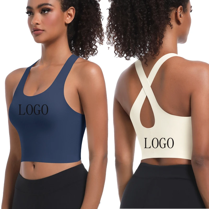 Women's High Support Simple Racerback U-NECK Breathable Seamless Spandex/Nylon Fitness Sports Bra Customized Logo for Yoga